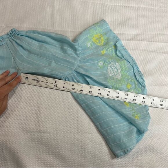 Miami‎ Turquoise Floral Embroidered Bell Sleeve Top - Picture 8 of 8